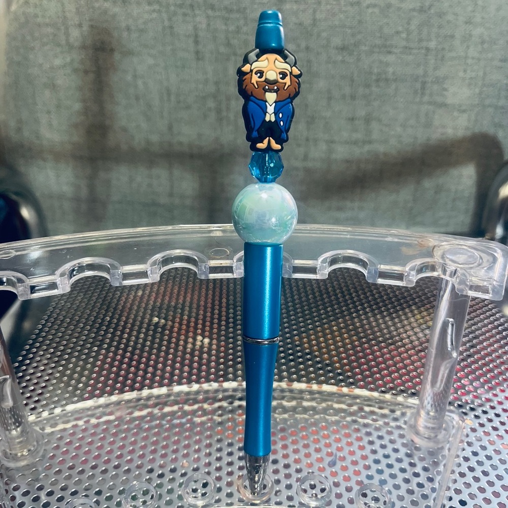 Beauty and the Beast blue bead ink pen